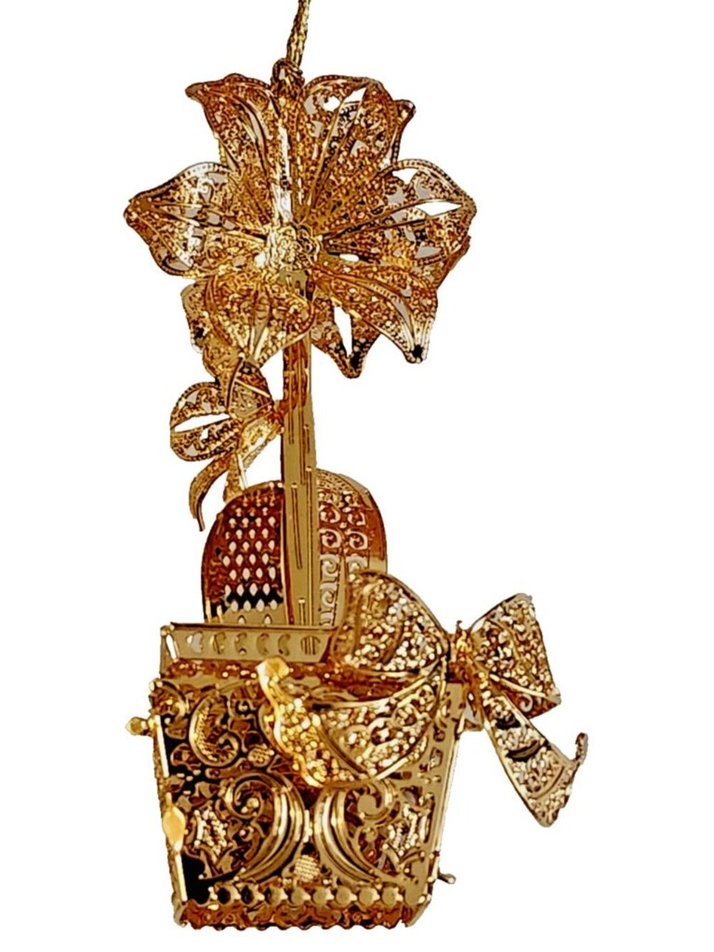 Danbury Mint 2009 Amaryllis Christmas Filigree Ornament 23k Gold Plated
